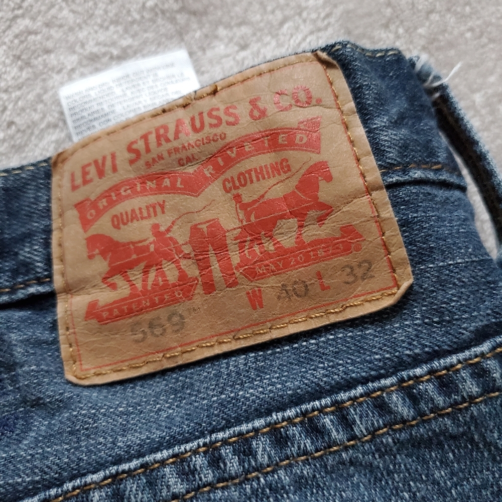 Levis 569 Jeans Mens 40x32 Relaxed Loose Fit Blue Denim - Picture 10 of 14